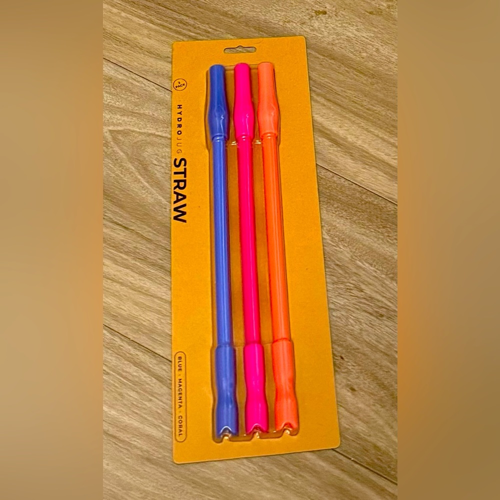 BNIB HydroJug straws (blue magenta and coral)